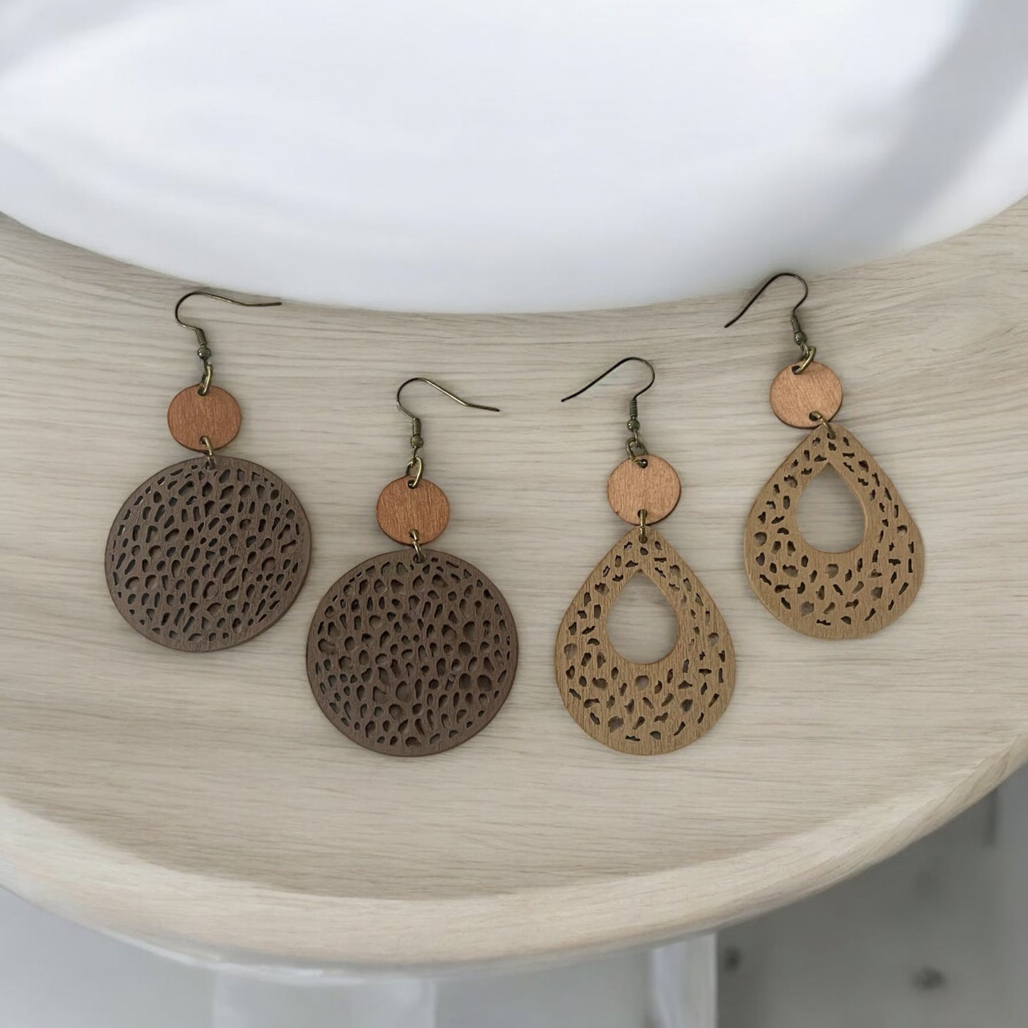 Natural Elegance: Wooden Earring Set