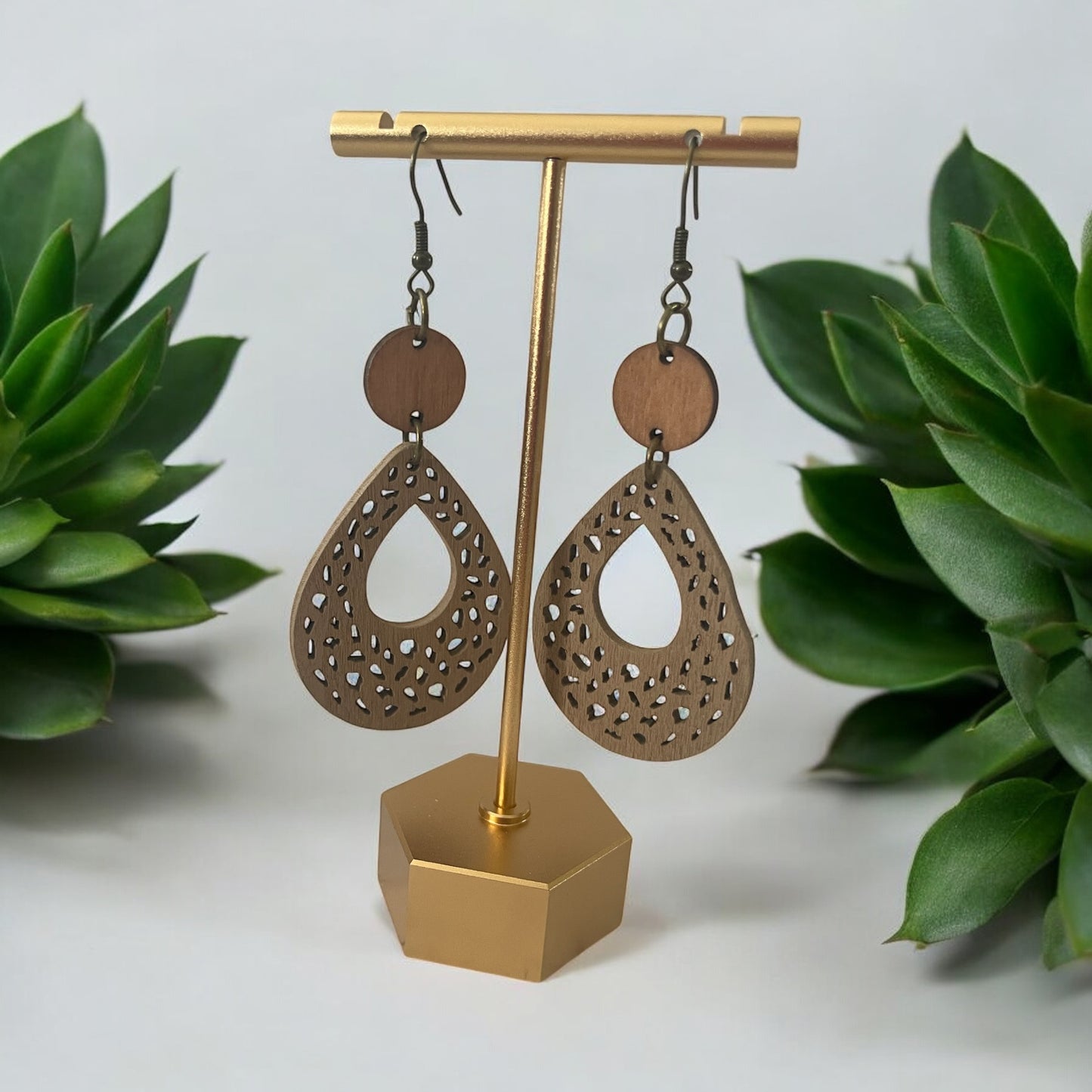 Natural Elegance: Wooden Earring Set