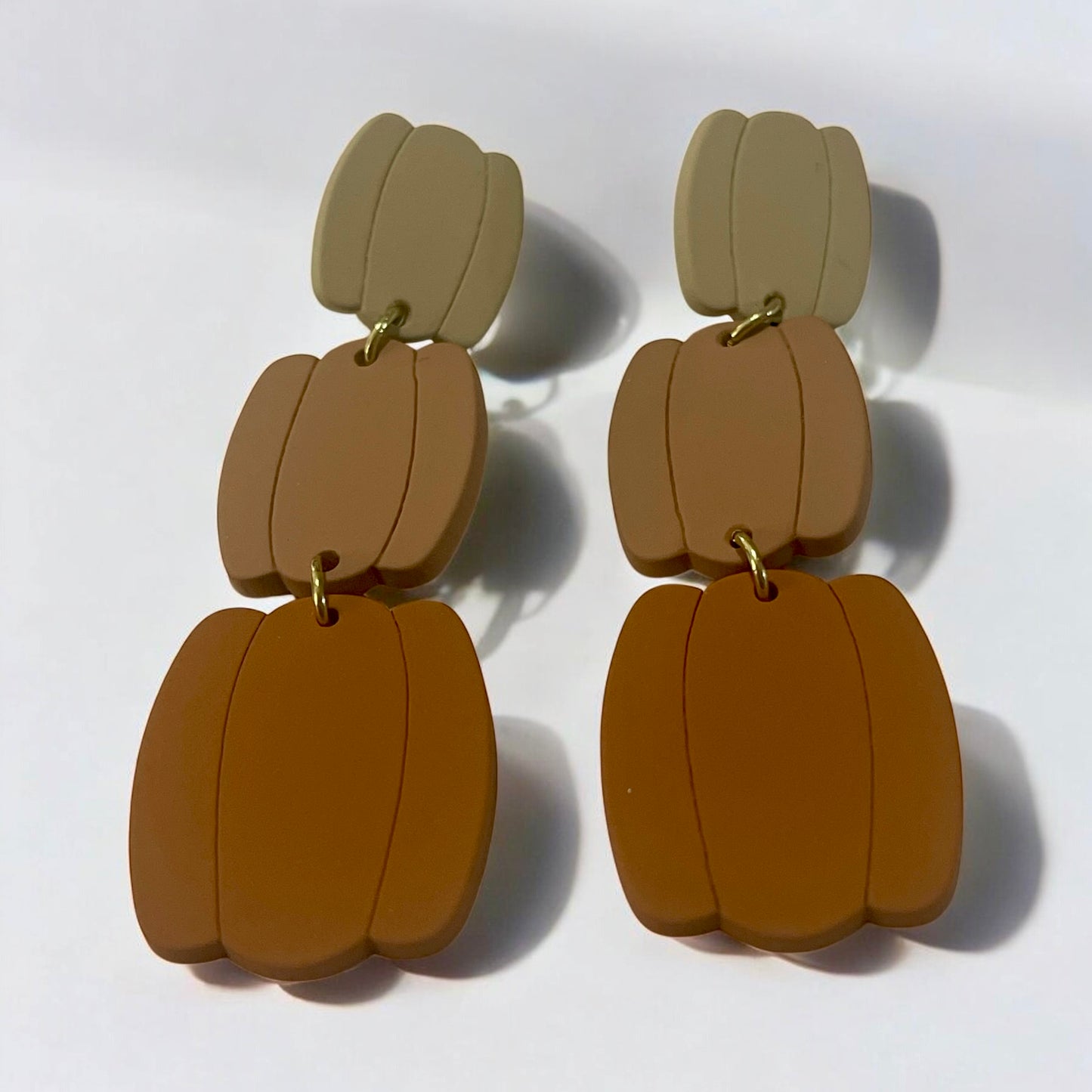 Three-Tier Pumpkin Earrings β Fall & Halloween Statement Jewelry