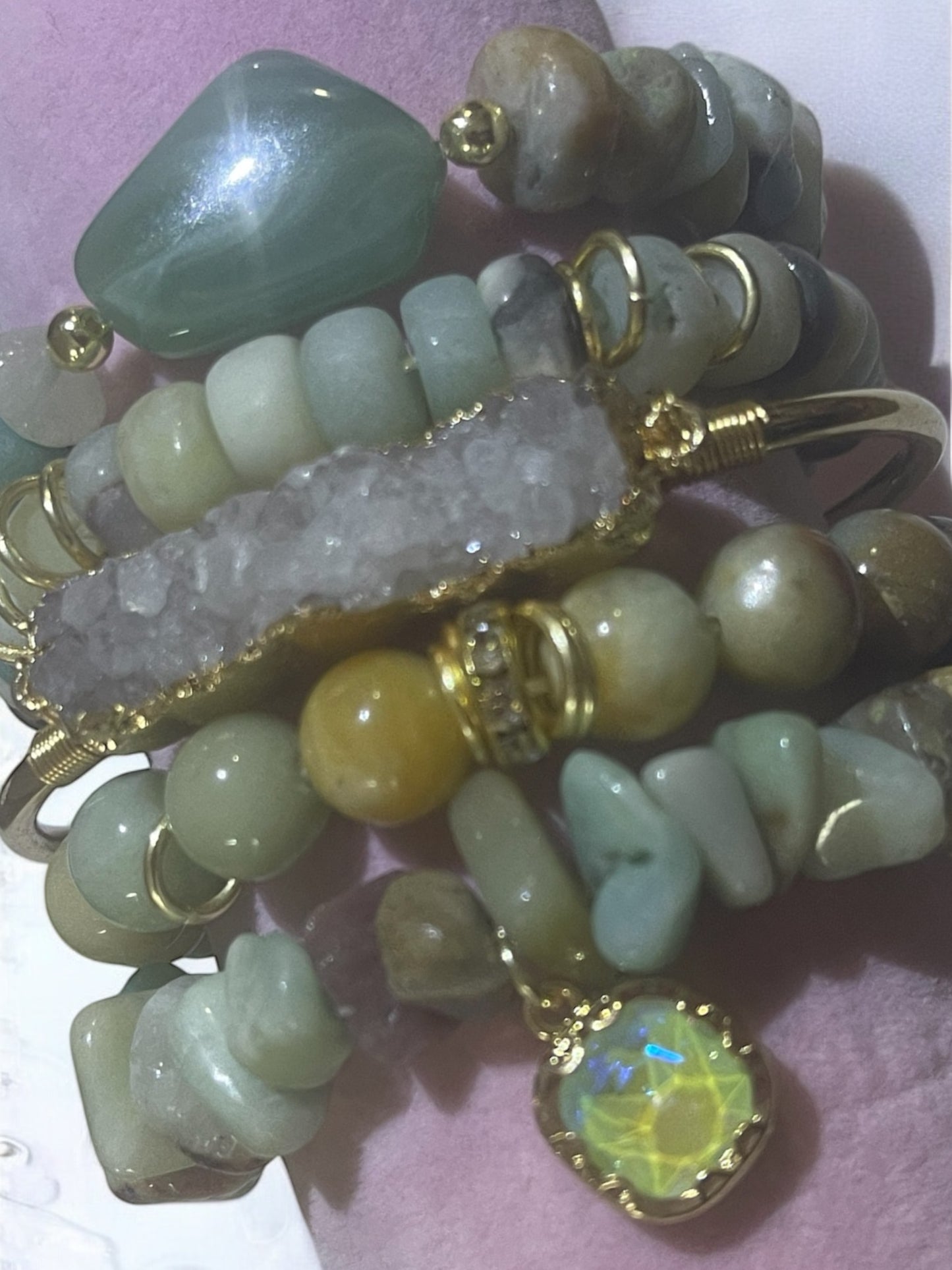 Golden Glow Gemstone Bracelet Set