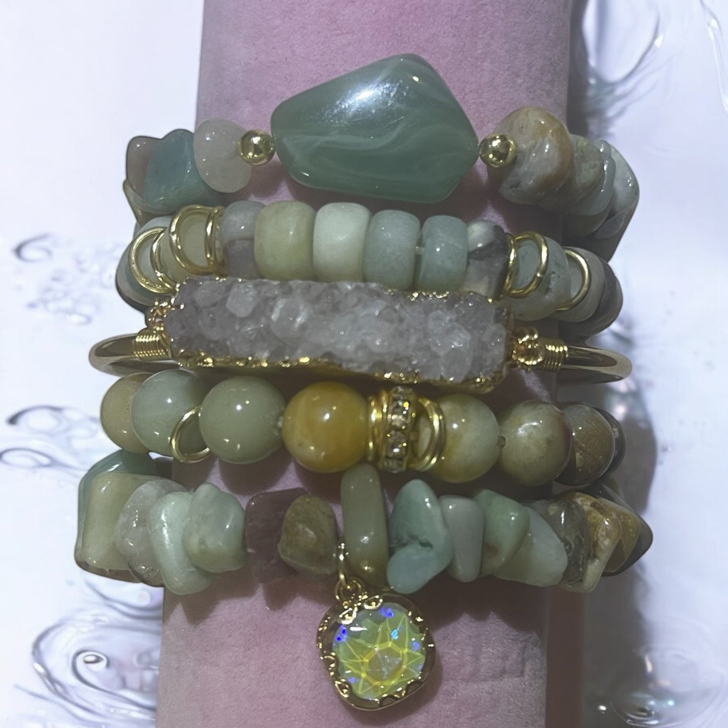 Golden Glow Gemstone Bracelet Set