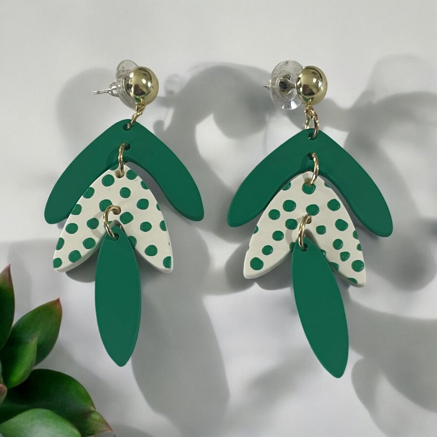 Evergreen Dots Dangle Earrings