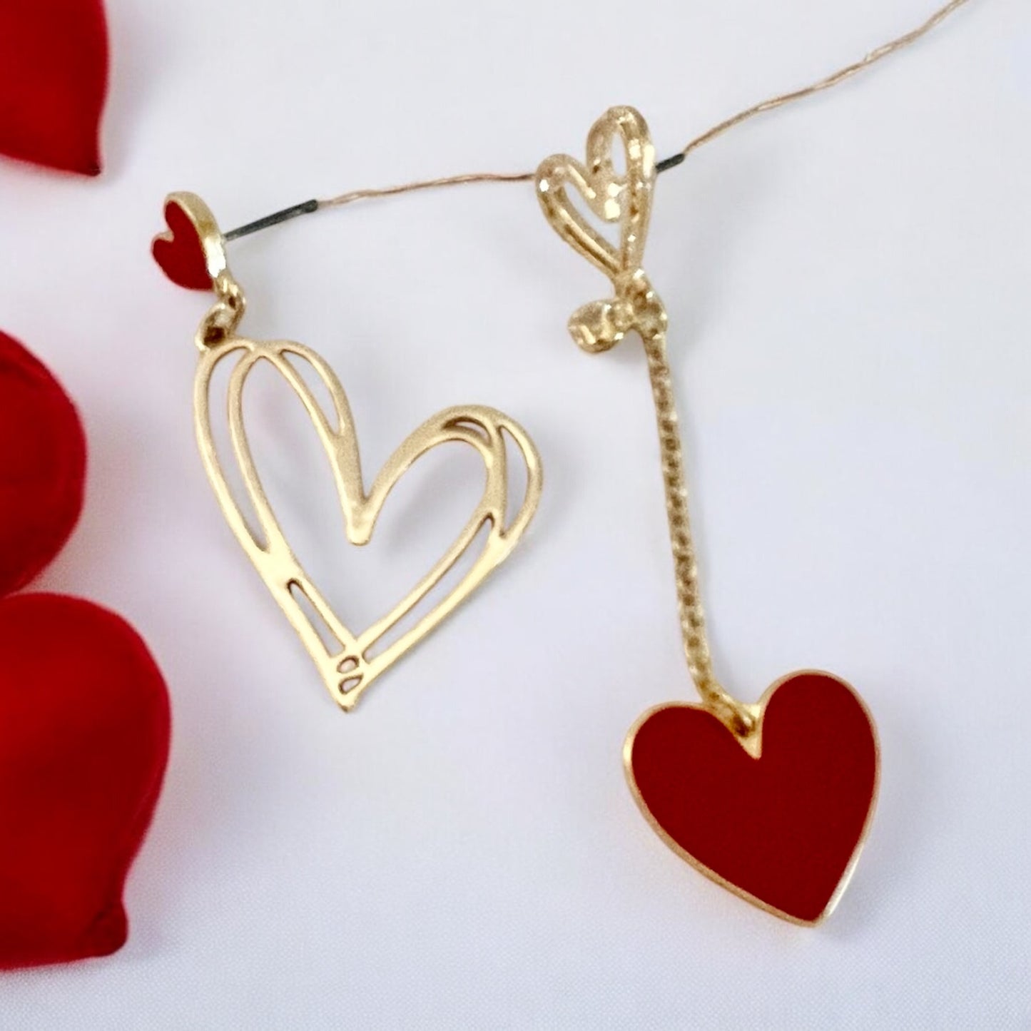 Asymmetrical Love Heart Earrings