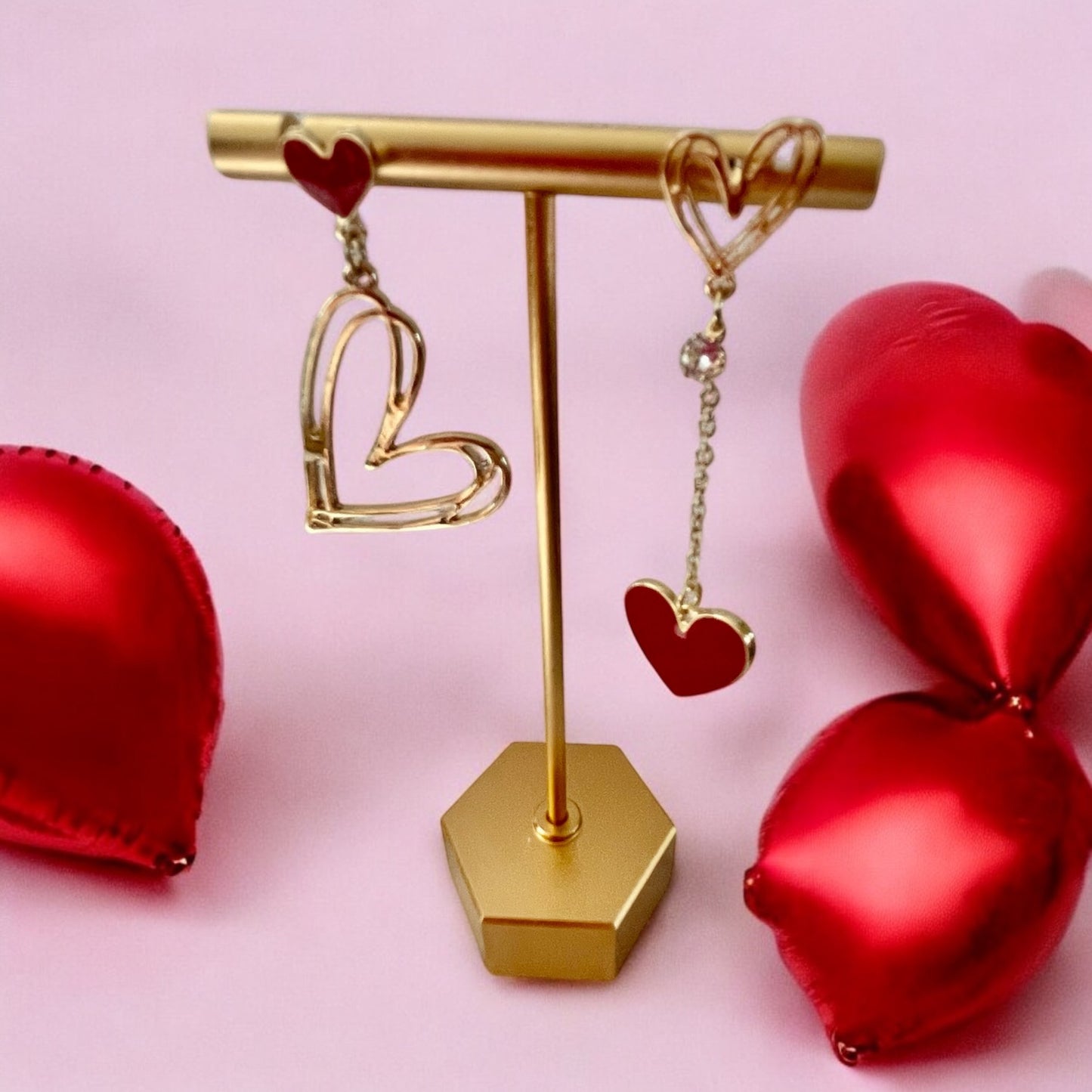 Asymmetrical Love Heart Earrings