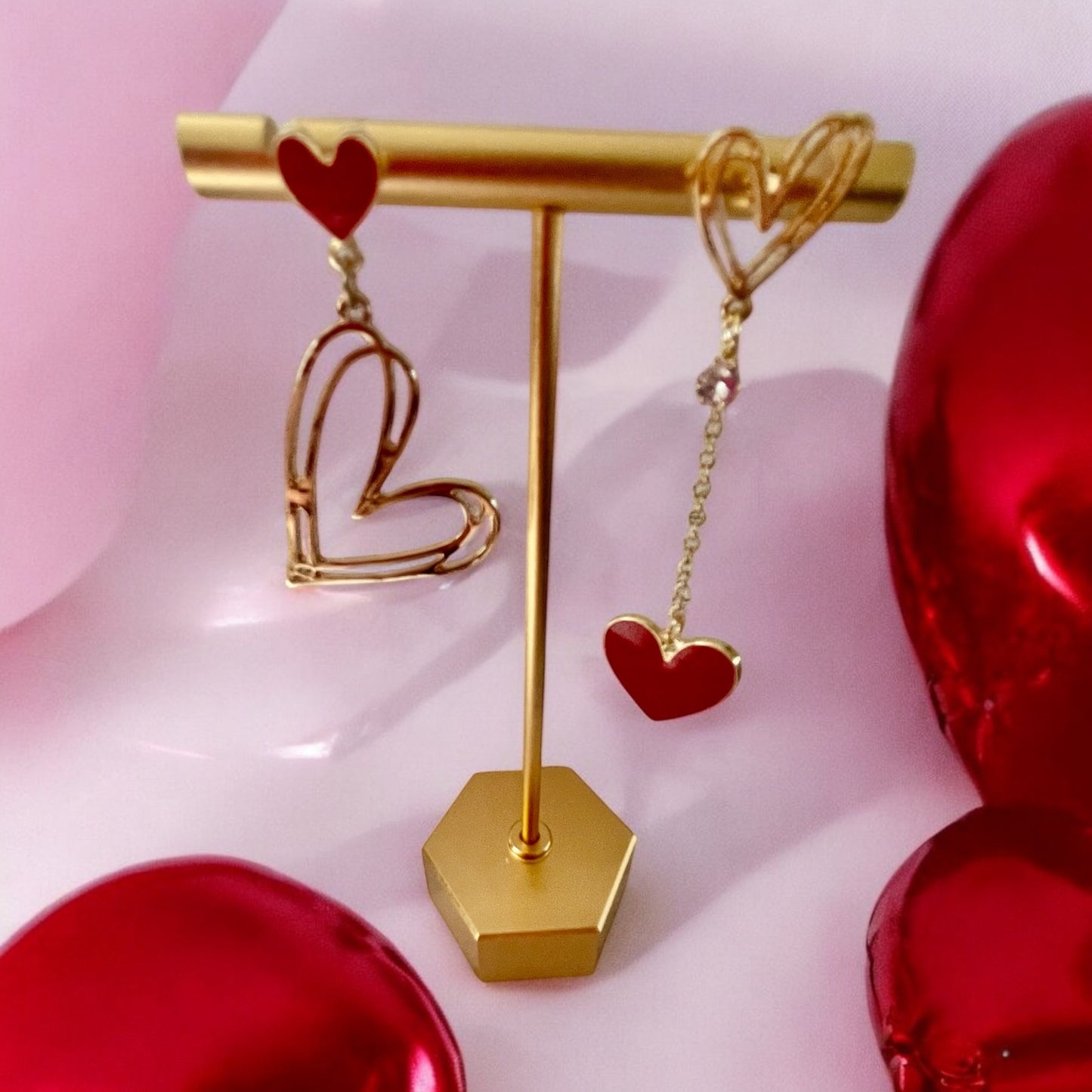 Asymmetrical Love Heart Earrings