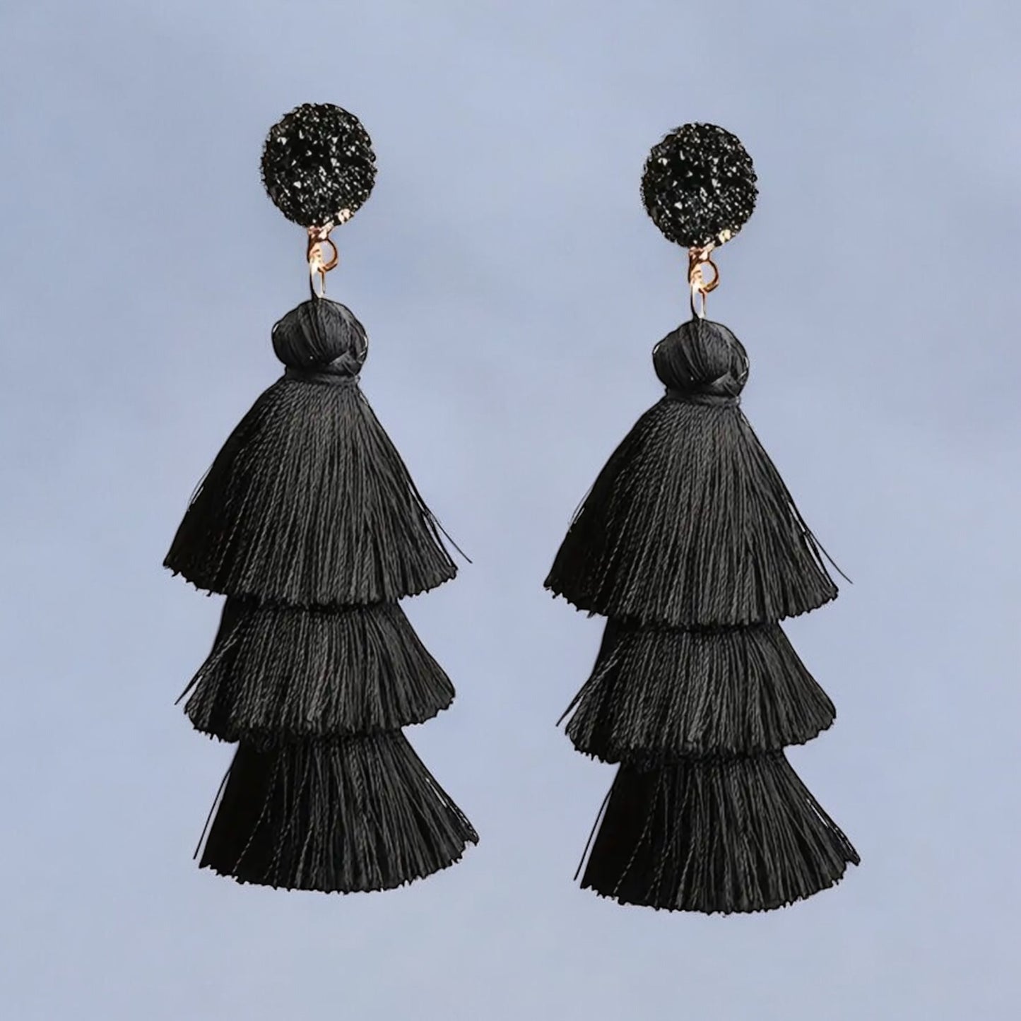 Elegant Black Tassel Earrings