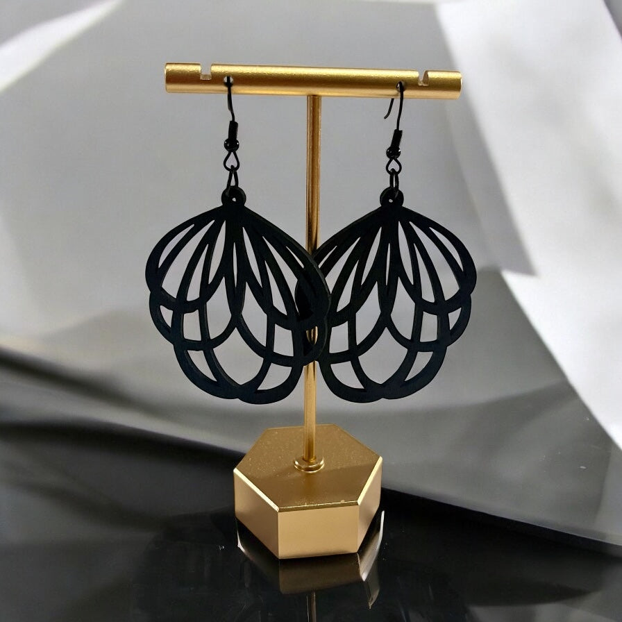Midnight Timber Black Wood Earrings