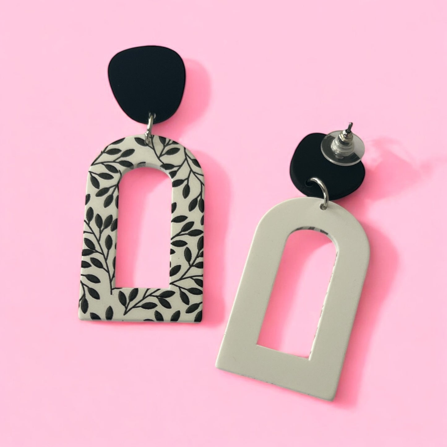 Monochrome Botanical Arch Earrings