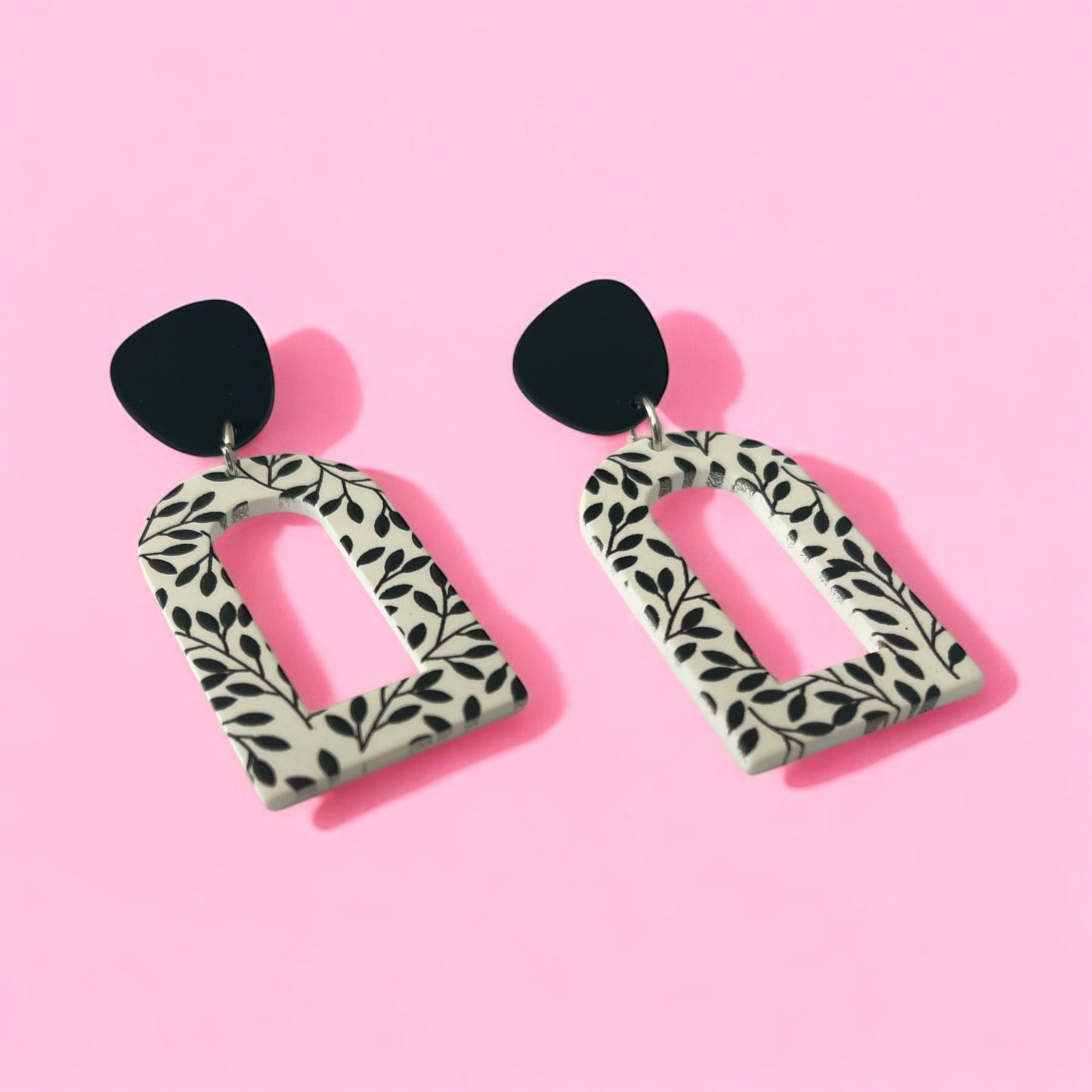 Monochrome Botanical Arch Earrings
