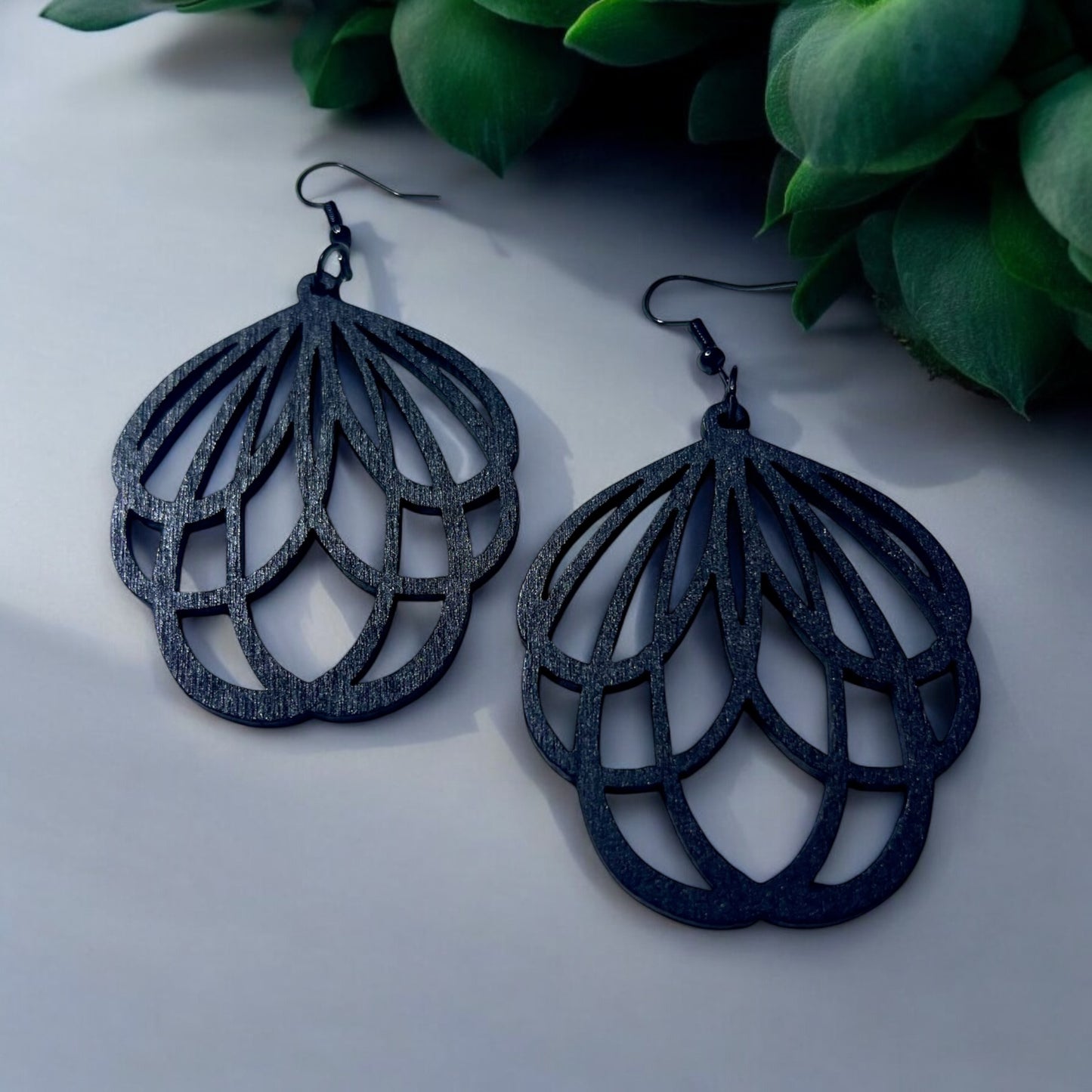 Midnight Timber Black Wood Earrings