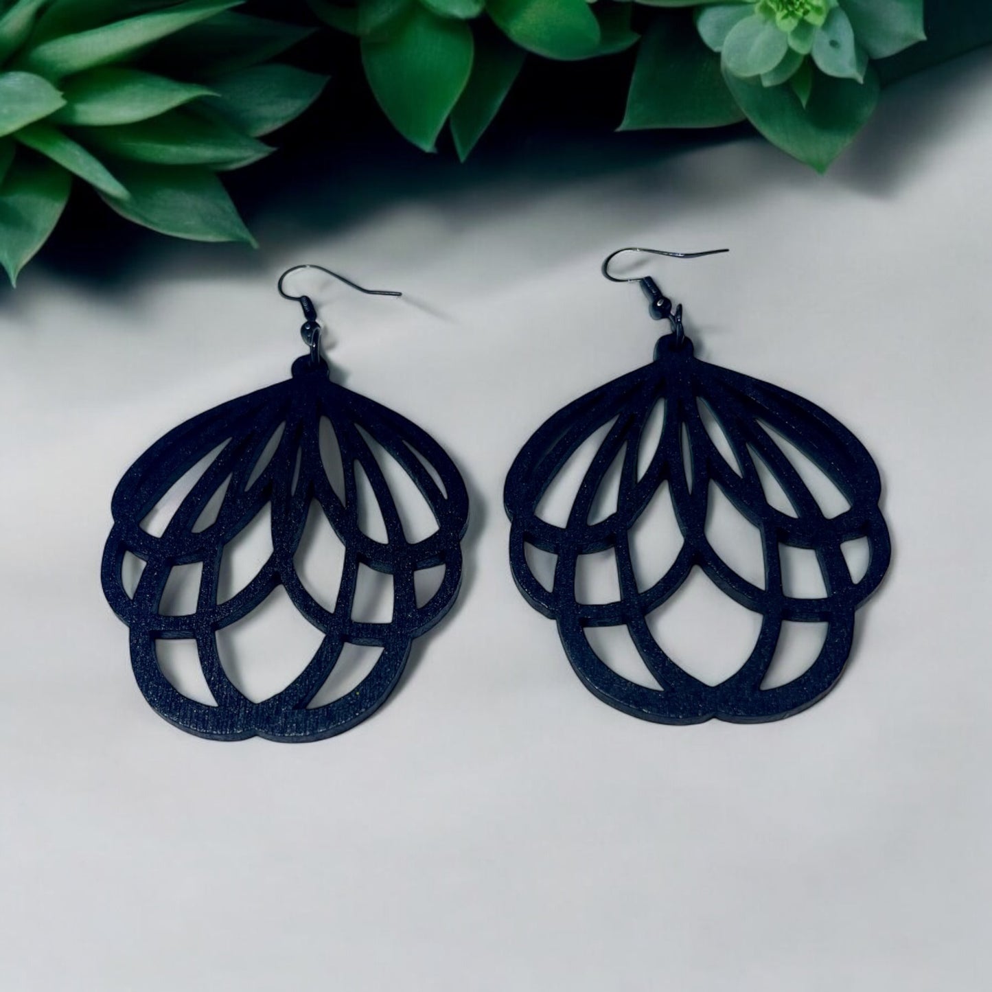 Midnight Timber Black Wood Earrings