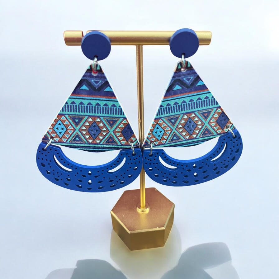 Geometric Blue Earrings