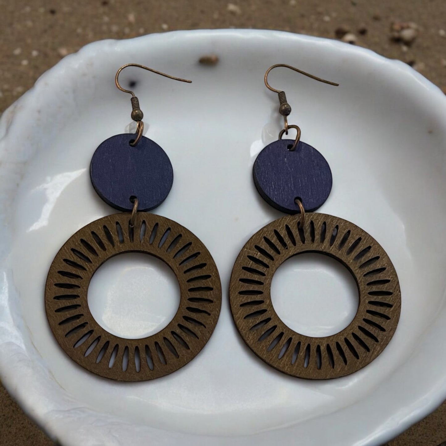 Rustic Sunburst Circle Earrings