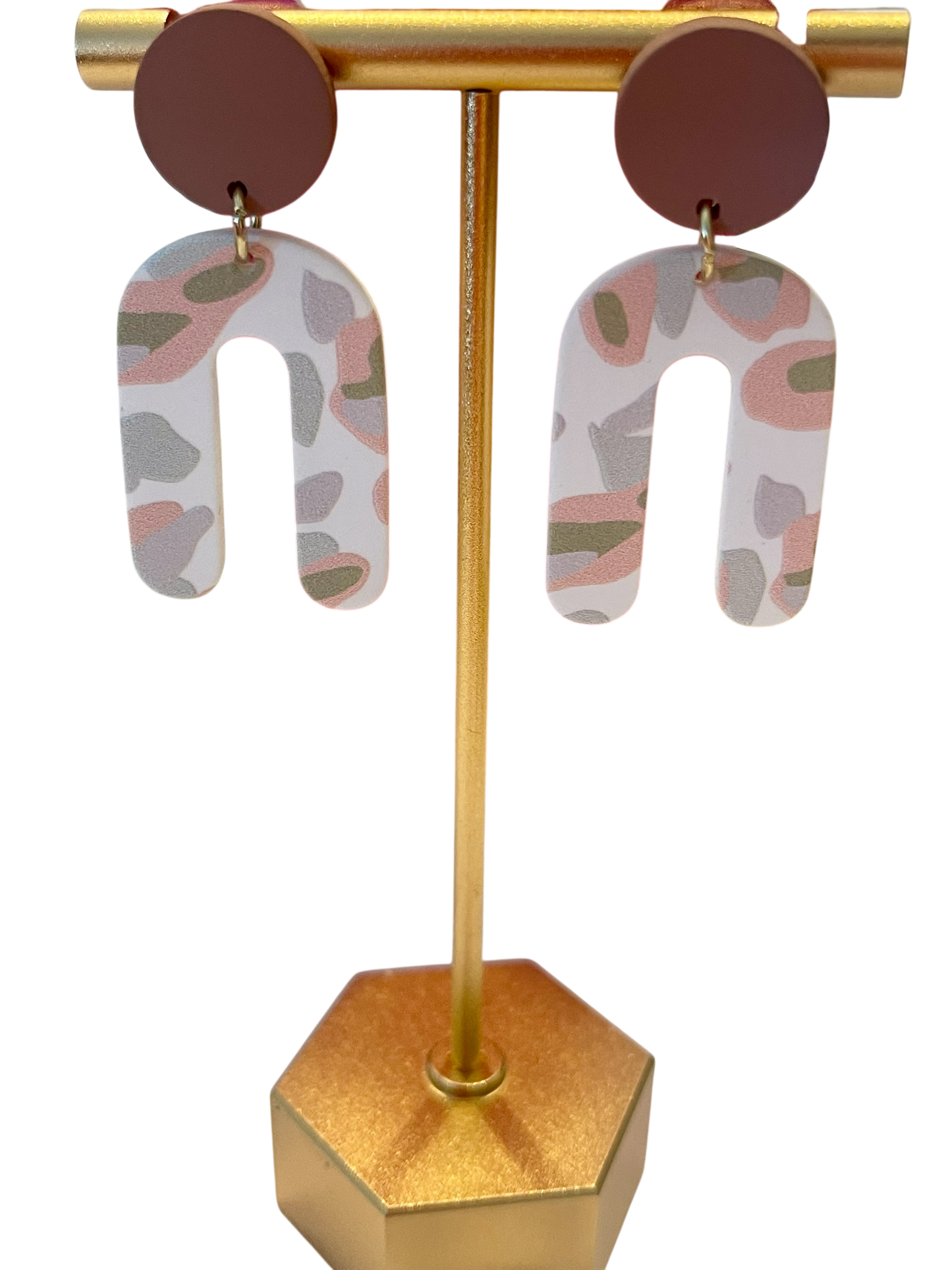Blush Camo Arch Drop Earrings