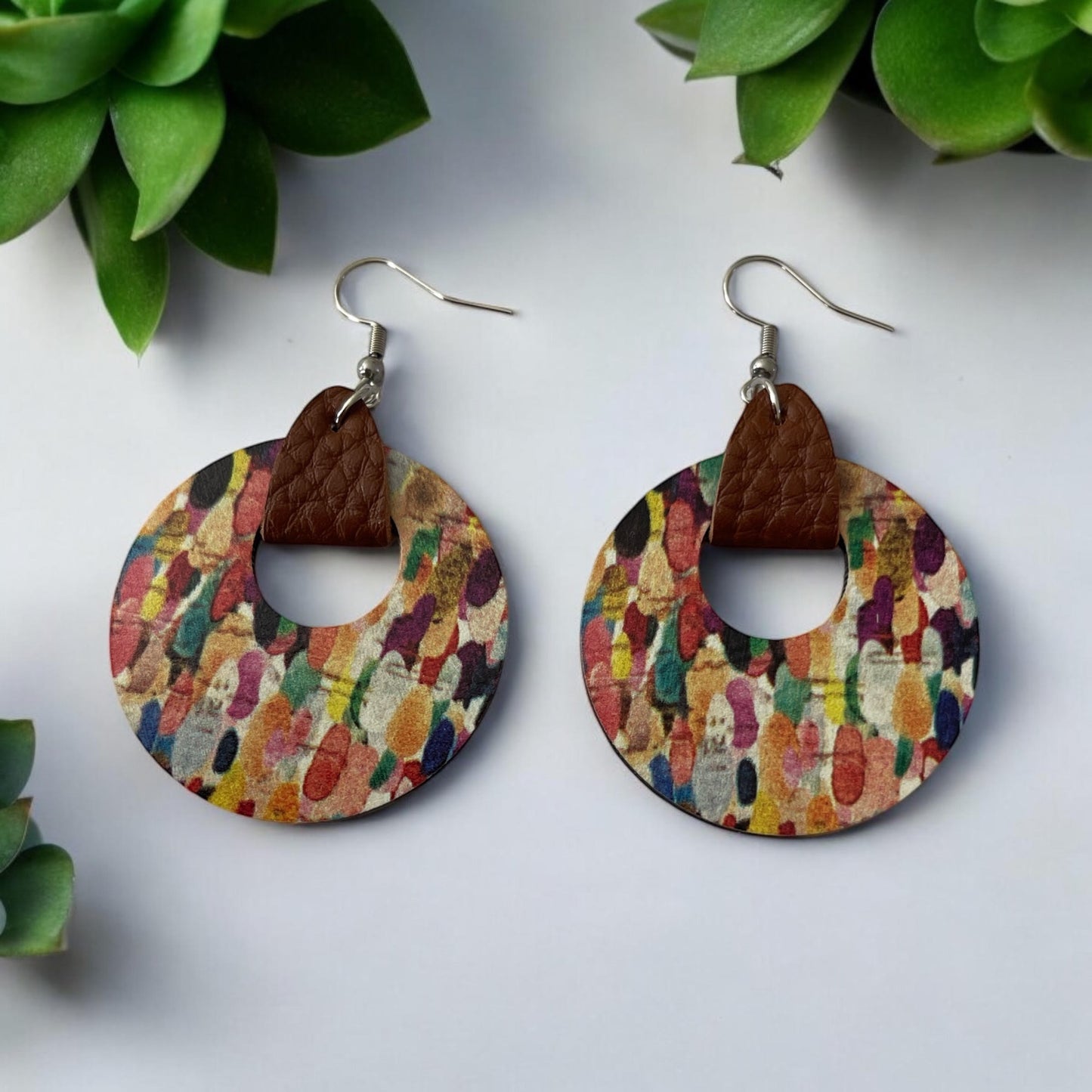 Vibrant Art Circle Earrings