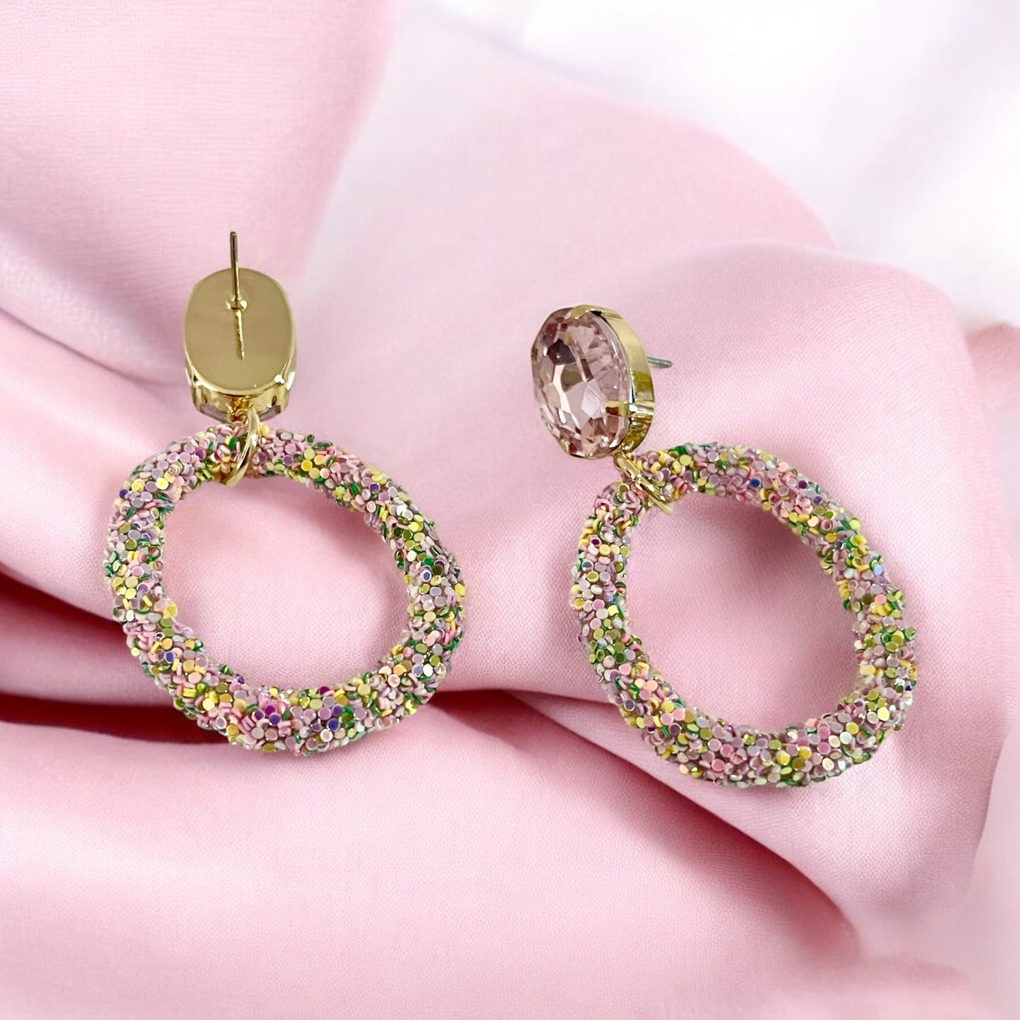 Rosé Sparkle Hoop Earrings