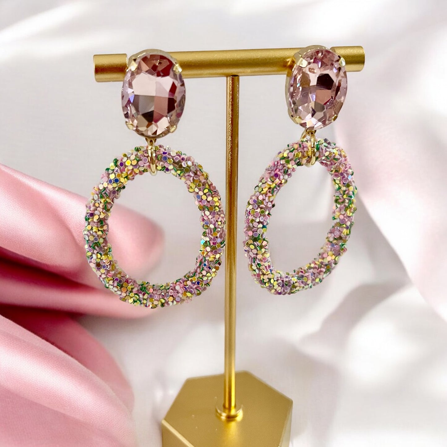 Rosé Sparkle Hoop Earrings