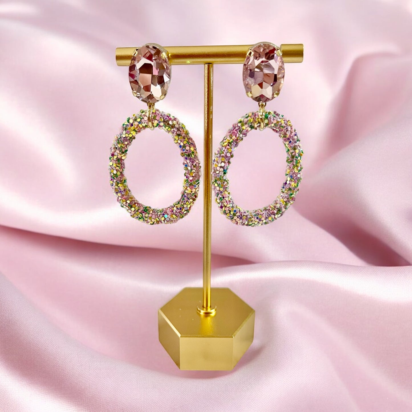 Rosé Sparkle Hoop Earrings