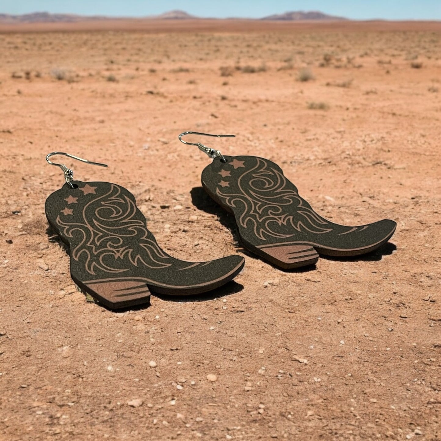 Rustic Western Boot Earrings