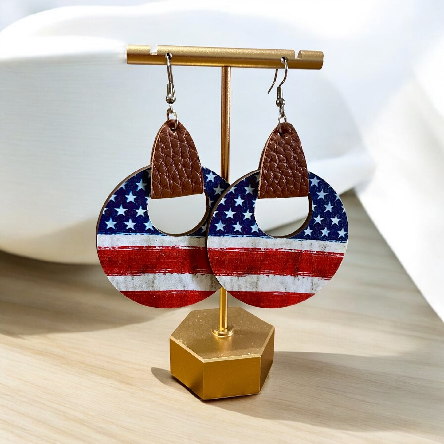 Boho Red White & Blue Dangle Earrings