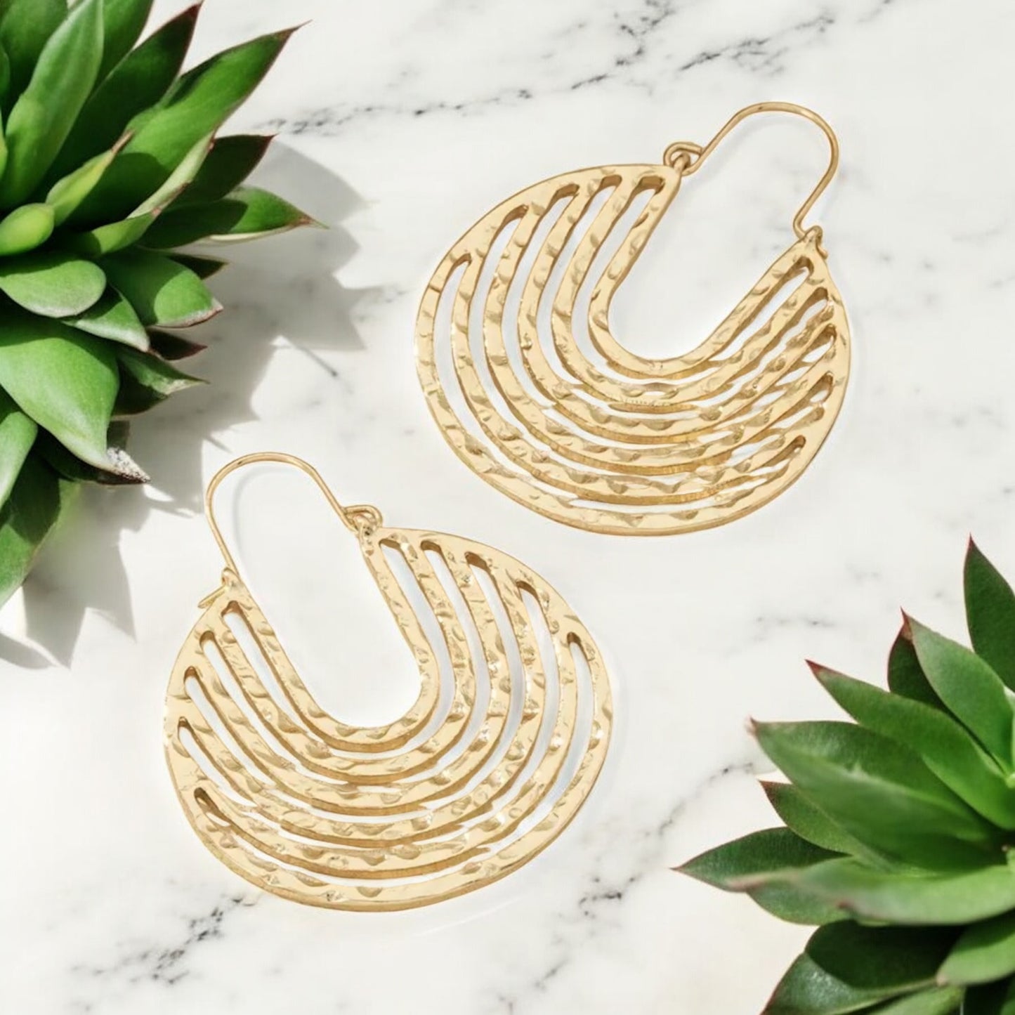 Radiant Gold Arc Drop Earrings
