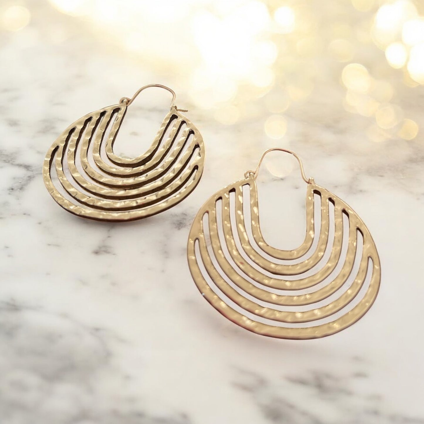 Radiant Gold Arc Drop Earrings