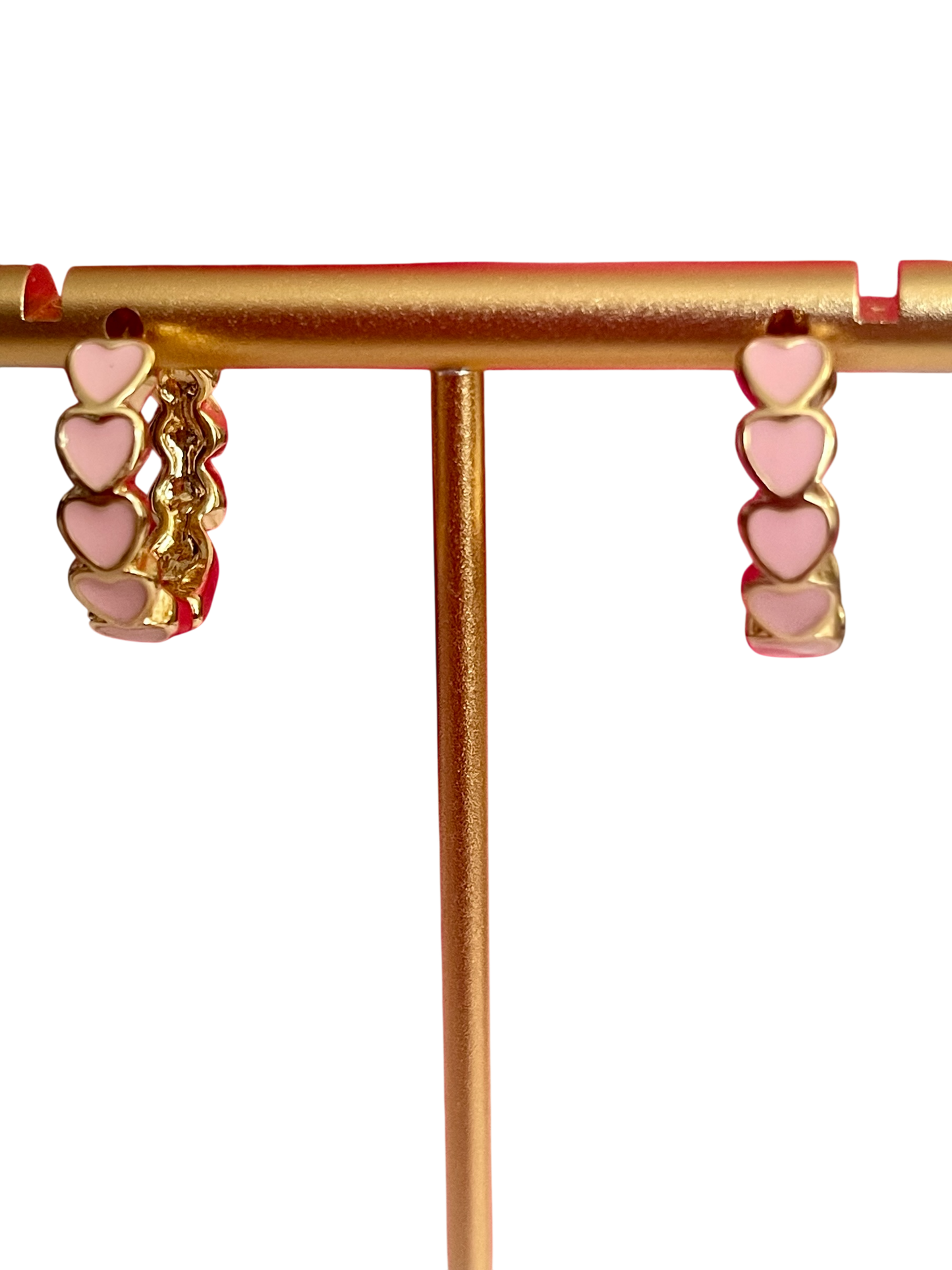 Gold & Pink Heart Hoops