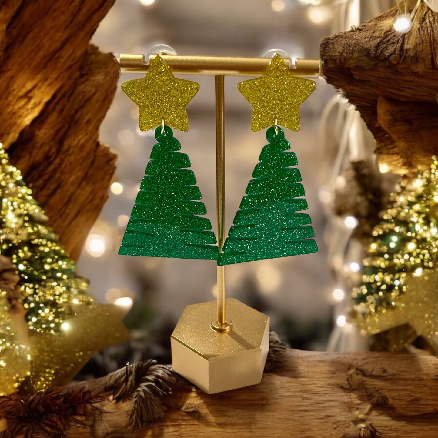 Sparkling Christmas Tree Earrings