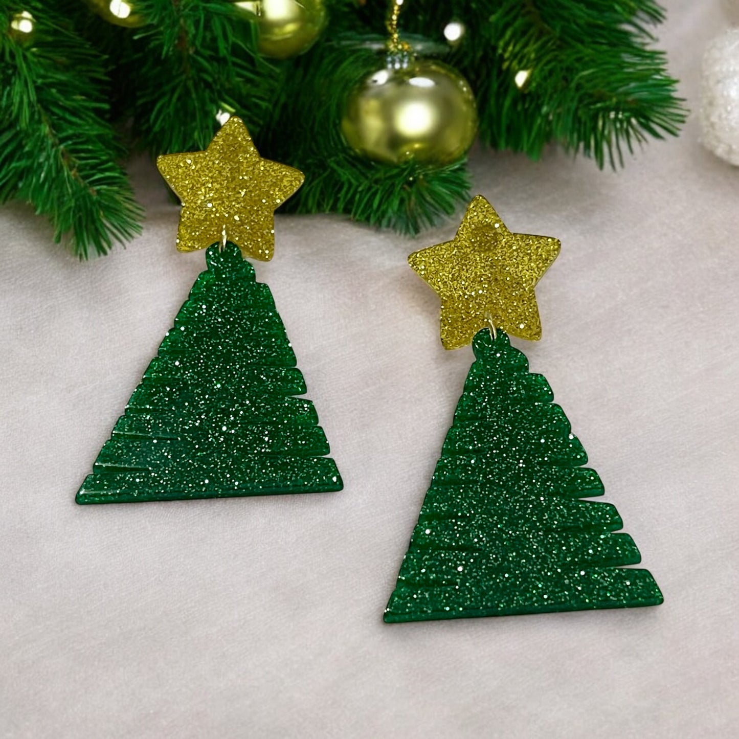 Sparkling Christmas Tree Earrings