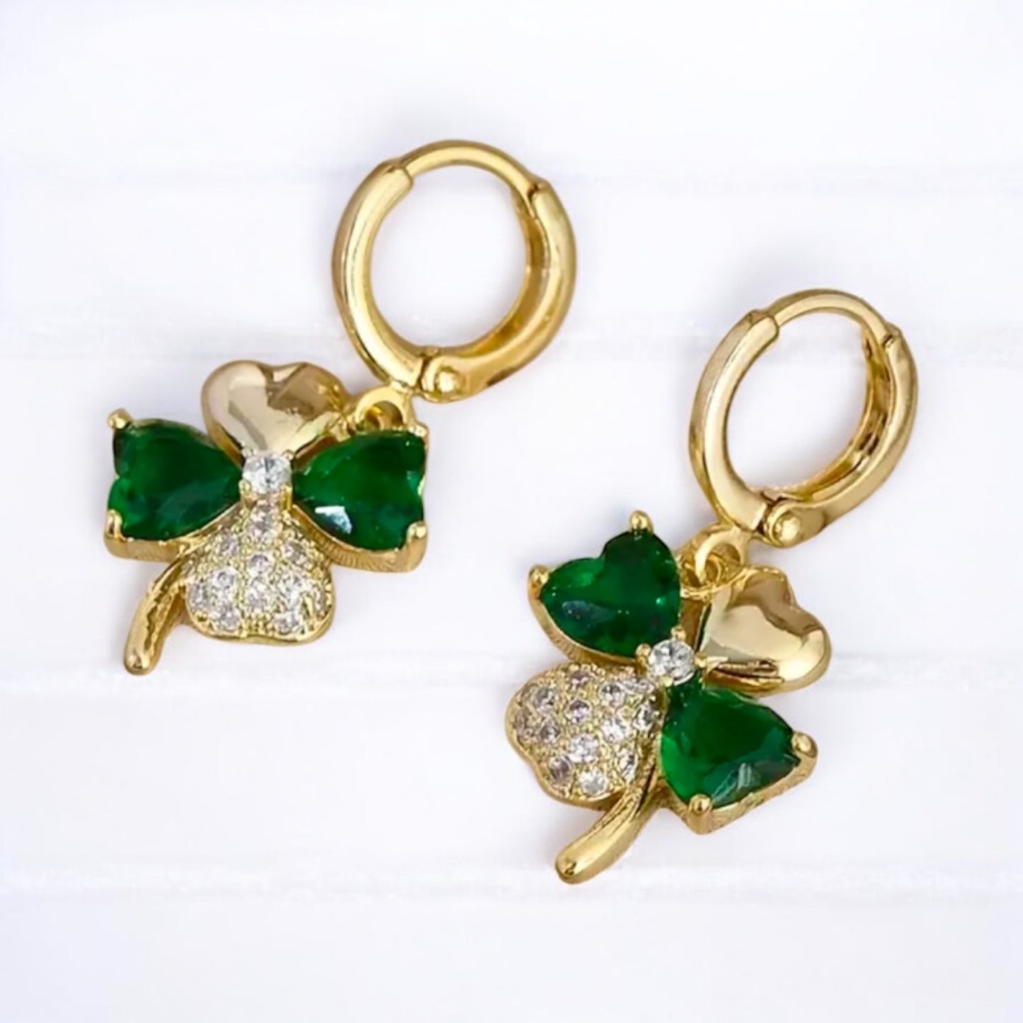Elegant Gold Shamrock Hoop Earrings