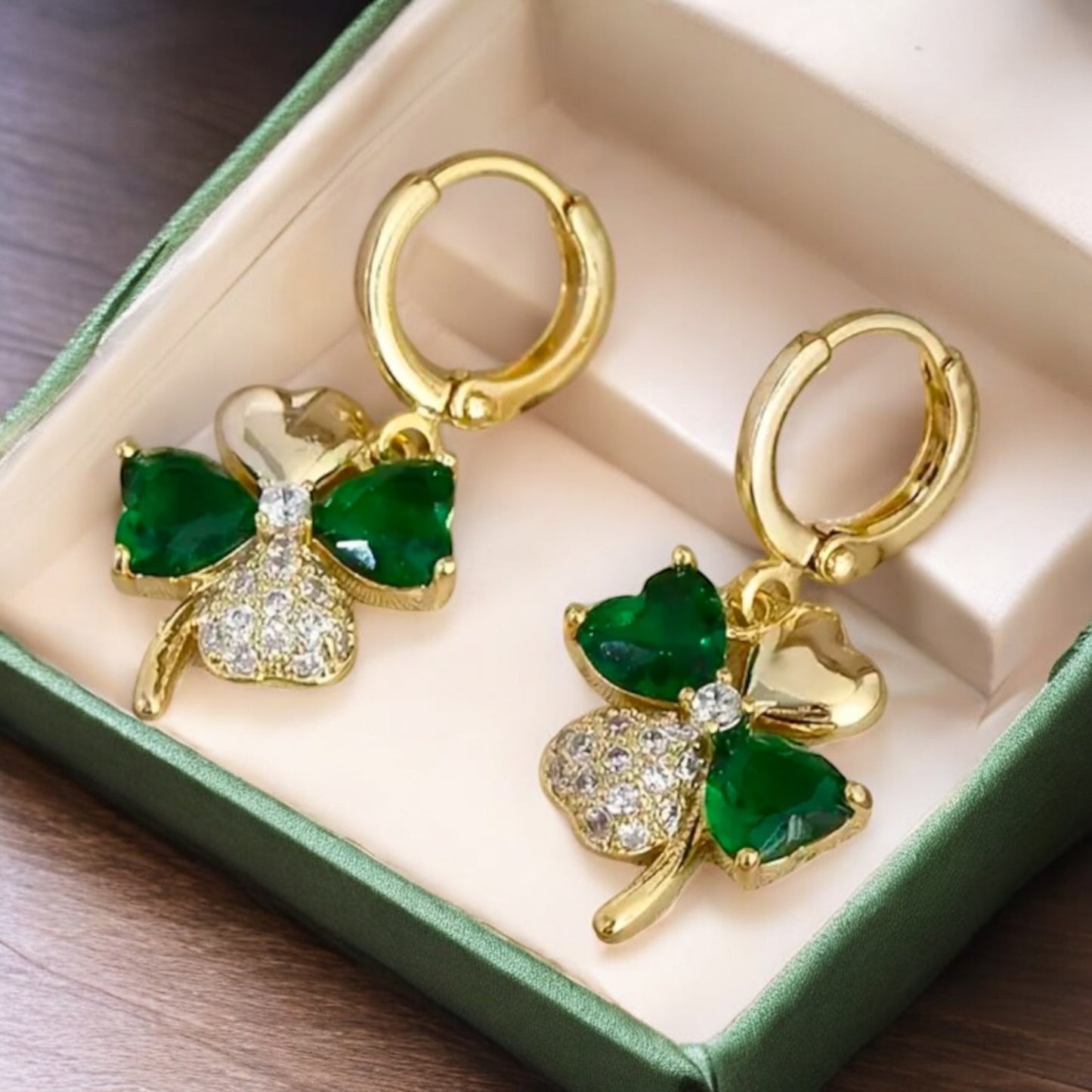 Elegant Gold Shamrock Hoop Earrings