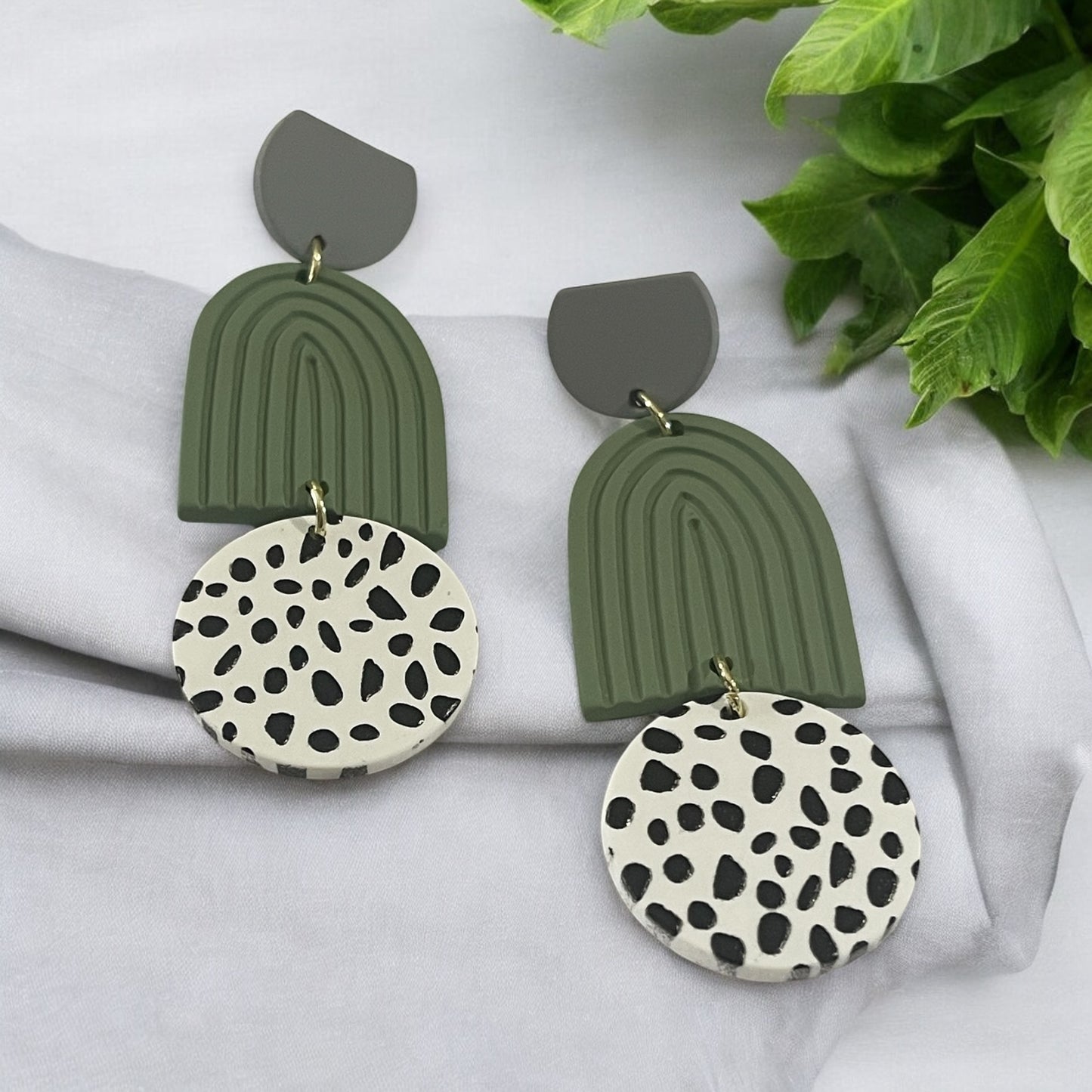 Earthy Dalmation Drop Earrings