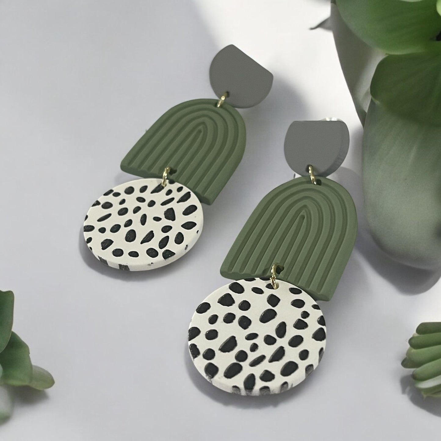 Earthy Dalmation Drop Earrings