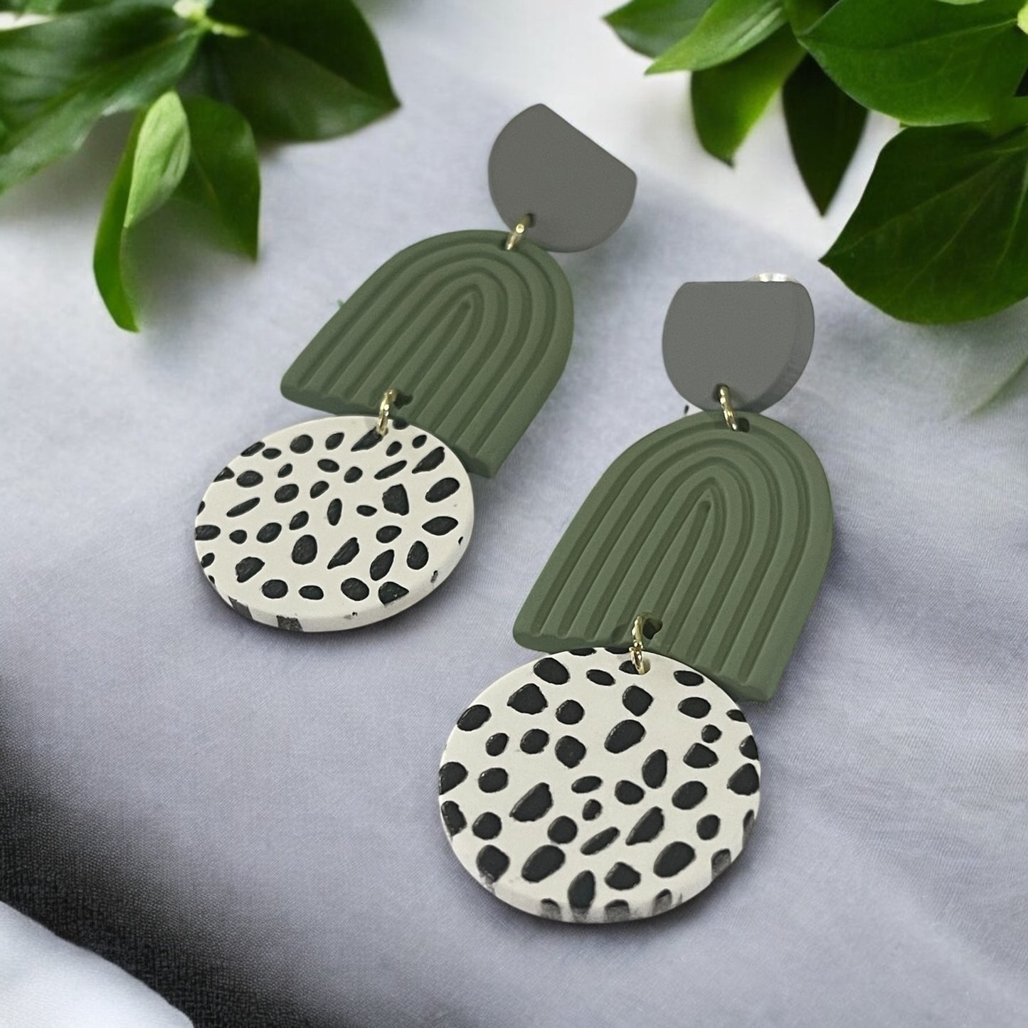 Earthy Dalmation Drop Earrings