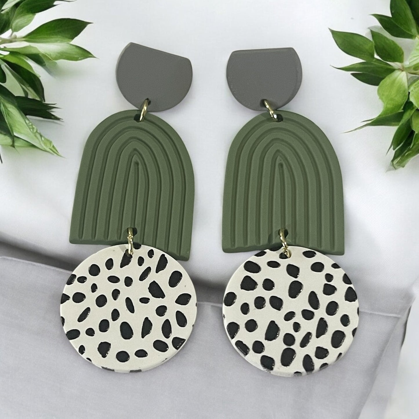 Earthy Dalmation Drop Earrings