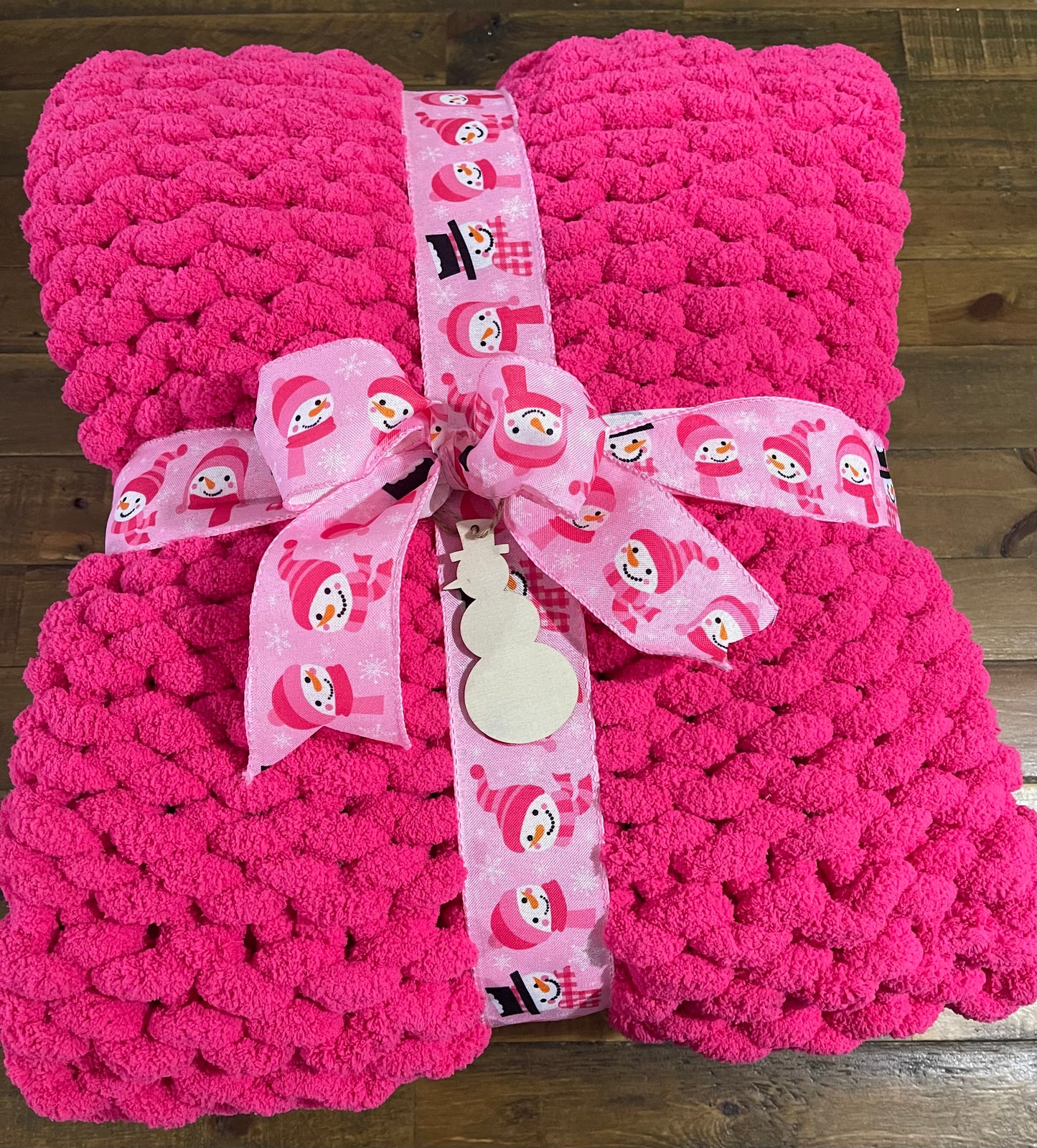 Chunky Hand-Knitted Hot Pink Jumbo Yarn Throw – Made to Order