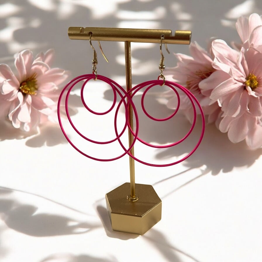 Bold Bloom Hot Pink Circle Earrings