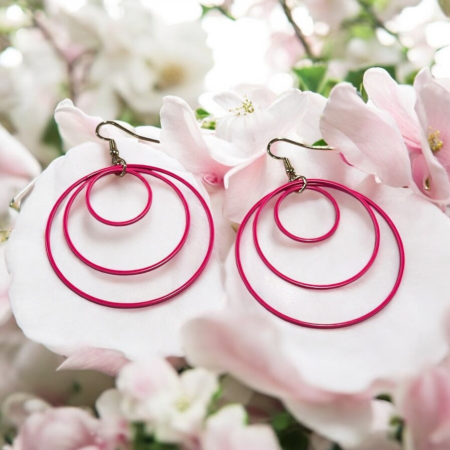 Bold Bloom Hot Pink Circle Earrings