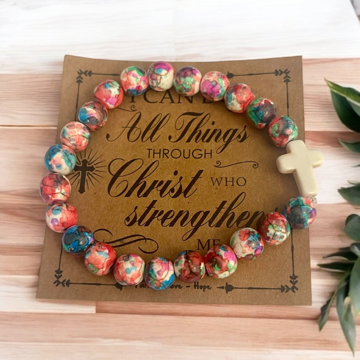 I Can Do All Things Through Christ Multi-Colored Beaded Bracelet