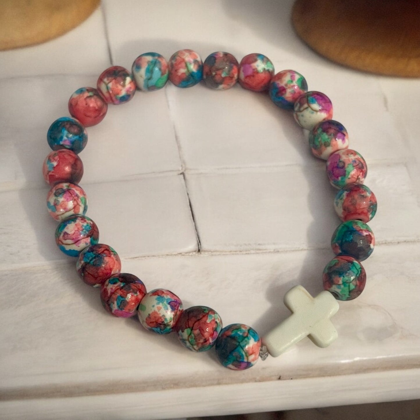 I Can Do All Things Through Christ Multi-Colored Beaded Bracelet