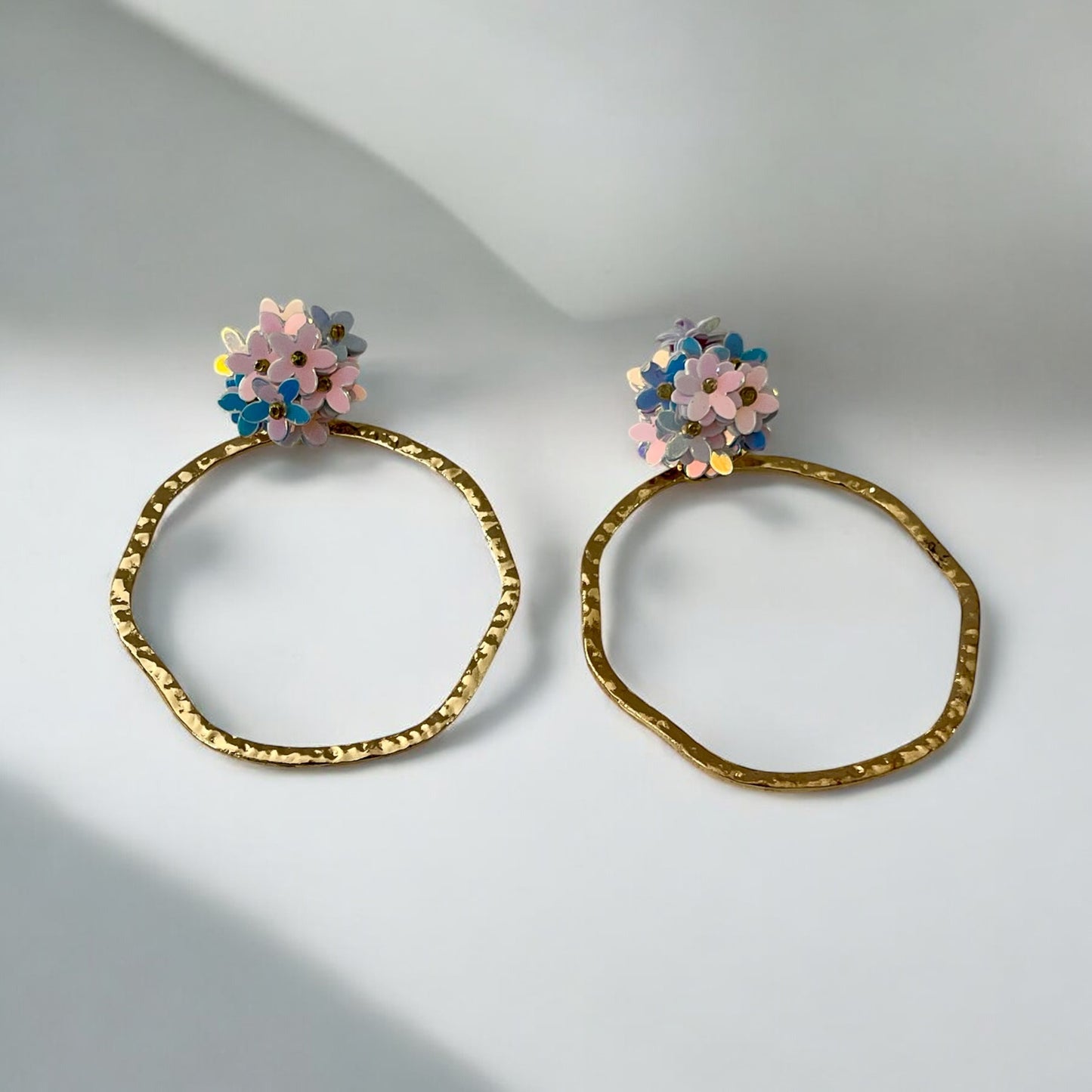 Iridescent Floral Hoop Earrings