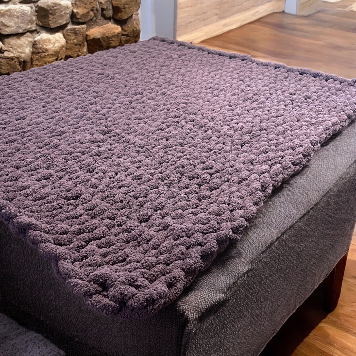Jumbo Chenille Lavender Chunky Knit Throw