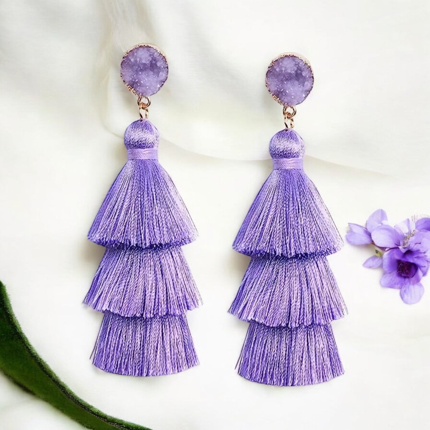 Chic Lavender Tassel Earrings