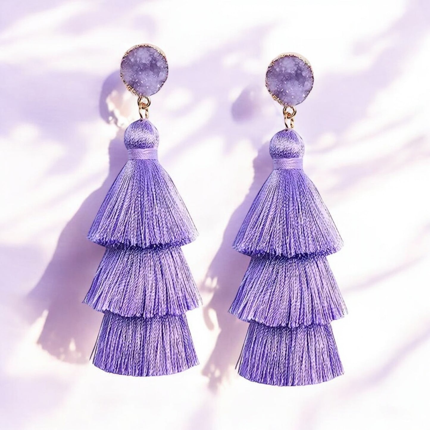 Chic Lavender Tassel Earrings