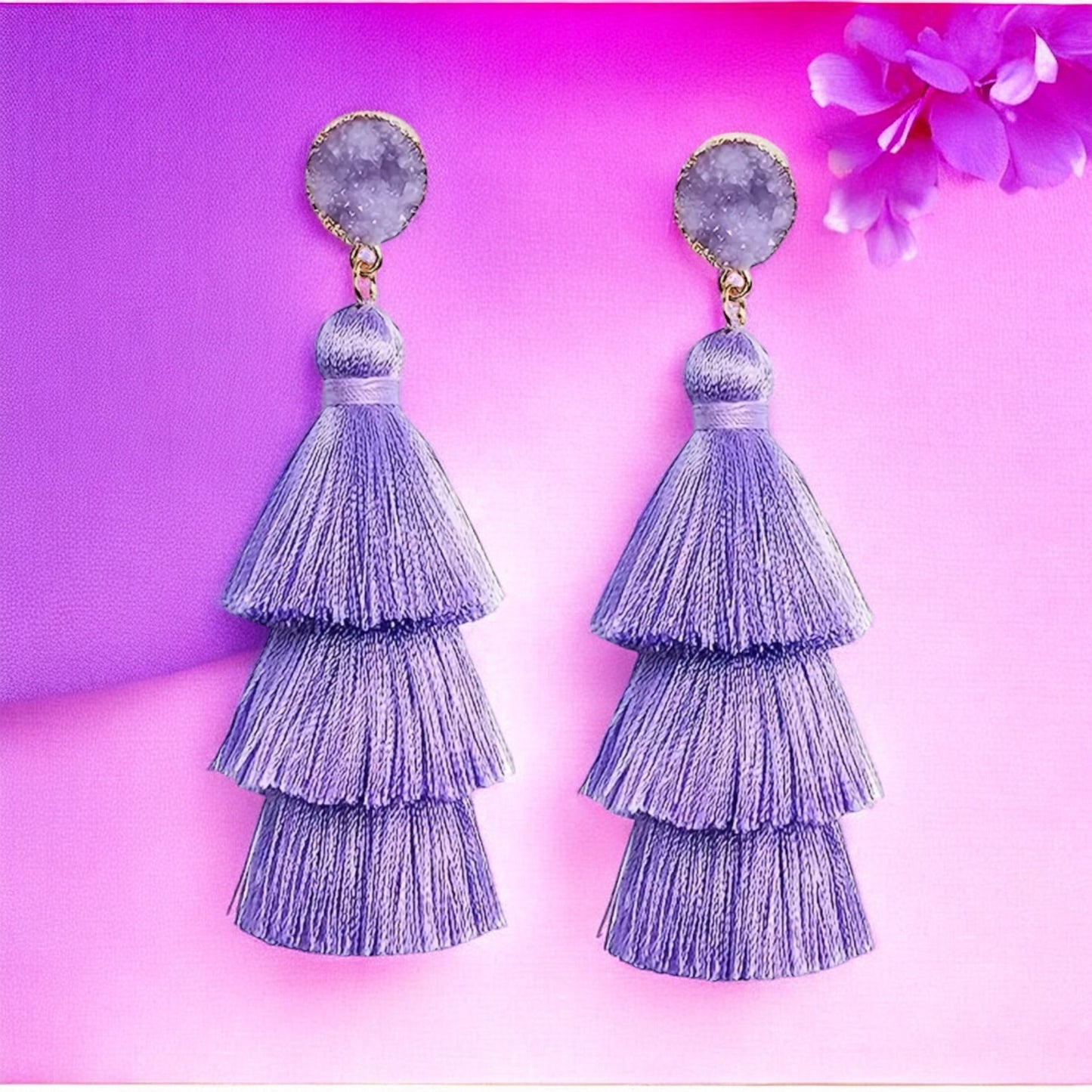 Chic Lavender Tassel Earrings