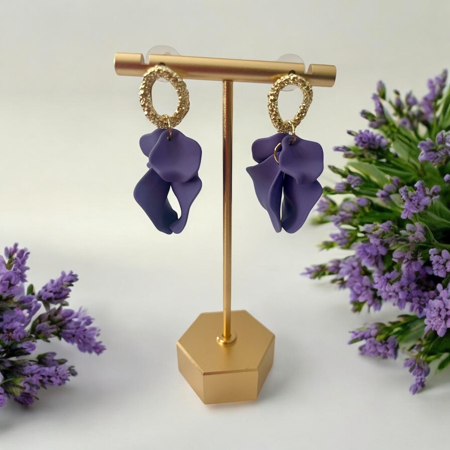 Lavender Bloom Drop Earrings