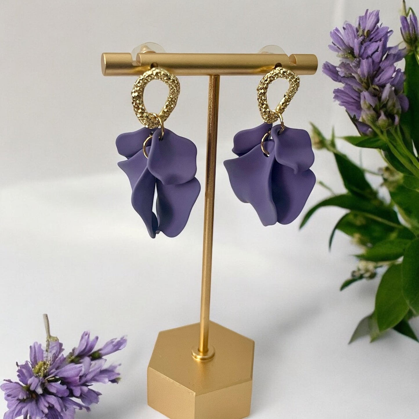 Lavender Bloom Drop Earrings