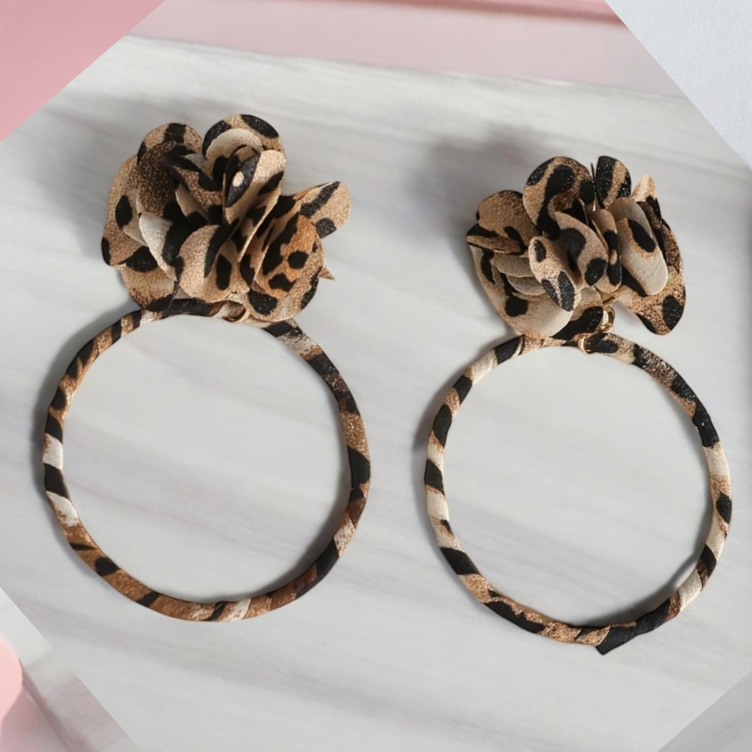 Leopard Bloom Hoop Earrings