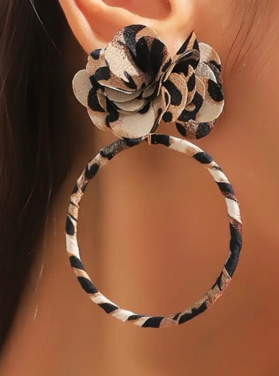 Leopard Bloom Hoop Earrings