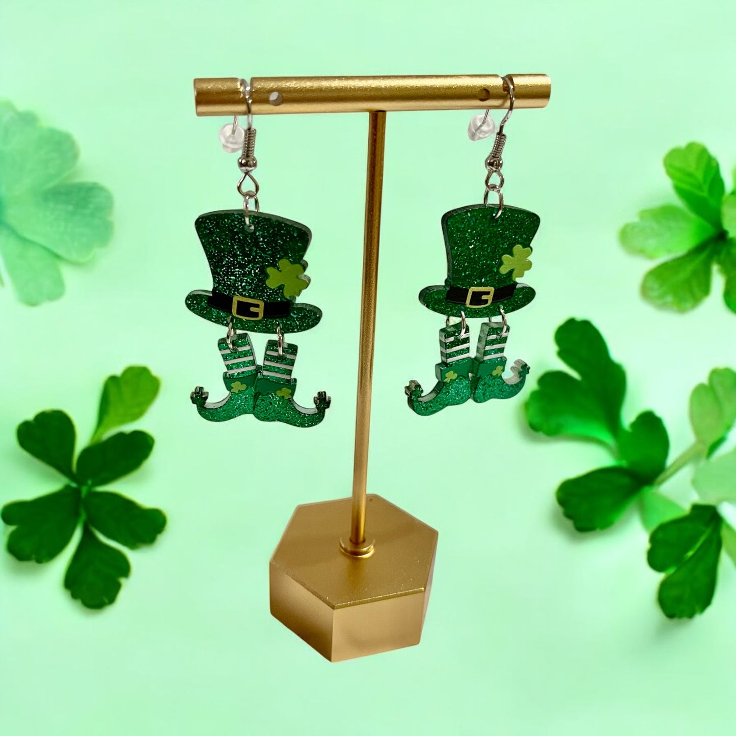 Glittery Leprechaun Hat Earrings